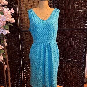 Boden Turquoise Sleeveless Midi Dress US 12 UK 16 summer swim cover beach pocket